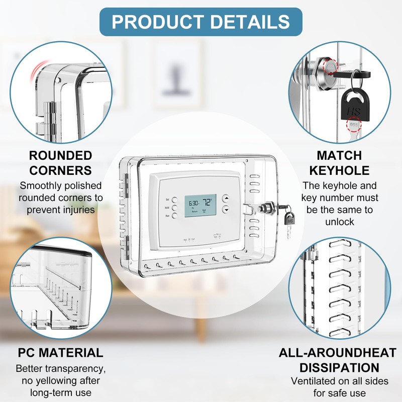 Thermostat Lock Box Cover with Key, Thicken Heavy Duty Universal