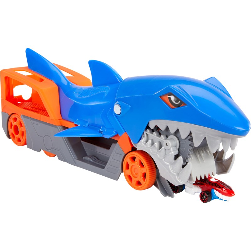 Hot Wheels -Playset Trasportatore Squalo Divoratore con Macchinina, Giocattolo per