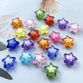 Tingoons 100 PCS 15mm Acrylic Star Beads Loose Spacer Colorful Beads for DIY Craft Jewelry Making Bracelet Necklace Earring Ornament Wind Chimes Key Chains(Multicolor)