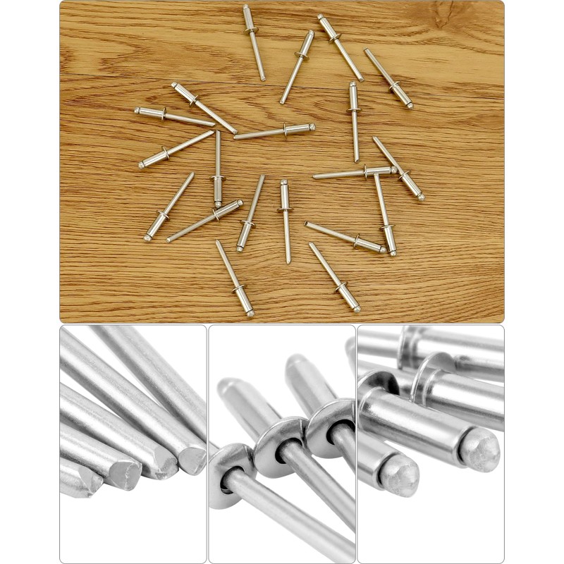QWORK Stainless Steel Blind Rivets, 500 Pcs 3/16" x 1/2"