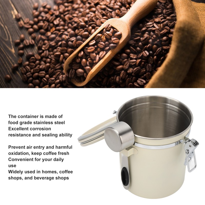 Coffee Canister Airtight Stainless Steel Kitchen Food Storage Container with
