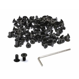 iexcell 100 Pcs M4 x 8mm Thread Pitch 0.7 mm Alloy Steel 12.9 Grade Hex Socket Flat Head Cap Screws Bolts Kit, Black Oxide Finish