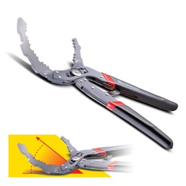 Powerbuilt Self-Adjust Oil Filter Pliers 30 Degree Angle Jaws, 2-1/4 to 4-3/4 inch, Auto Specialty Tools, Service Tools, Grease and Lubrication Oil Filter Wrench - 942099