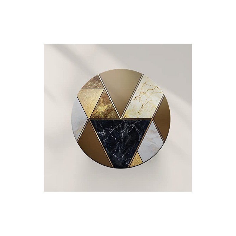 Round Single Coaster - Art Deco Brown Marble Effect Abstract