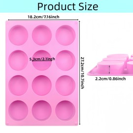 Sweetfamily Cookie Chocolate Silicone Mold,2 Pack 12-Cavity Round Cylinder Chocolate Cover Molds for Candy Mini Cakes Jelly Pudding Mini Soap Muffin Baking (Blue + Pink)