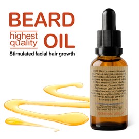 3 in 1 Beard Oil Moisturising Hair Growth Stimulating Serum Premium 15ml Castor Oil, Jojoba Oil, Almond Oil and Essential Oils 100% Natural Vegan Gift for Father's Day