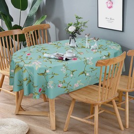 Bnejvif Plum Flower Oval Print Tablecloth, Spring Patterned Oval Tablecloth, Summer Food Network Oval Tablecloth Waterproof Wrinkle Free Durable Tablecloth for Oval Tables 54 X 72 Inch