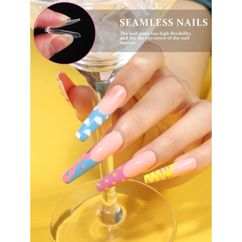 EBANKU 120 PCS Coffin Dual Nail Forms for Poly Gel,