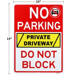 2 Pack No Parking Sign Do Not Block Driveway Sign, Private Driveway Sign, 14 x 10 Inches Rust Free Aluminum Metal Sign, Weather Resistant, Waterproof, UV Protected, Easy to Install