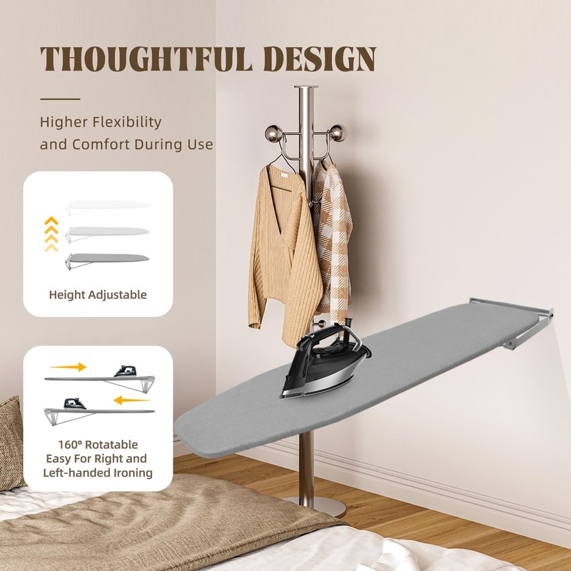 KONKENIE 160° Rotatable Wall Mounted Ironing Board 39"x12" Fold Down