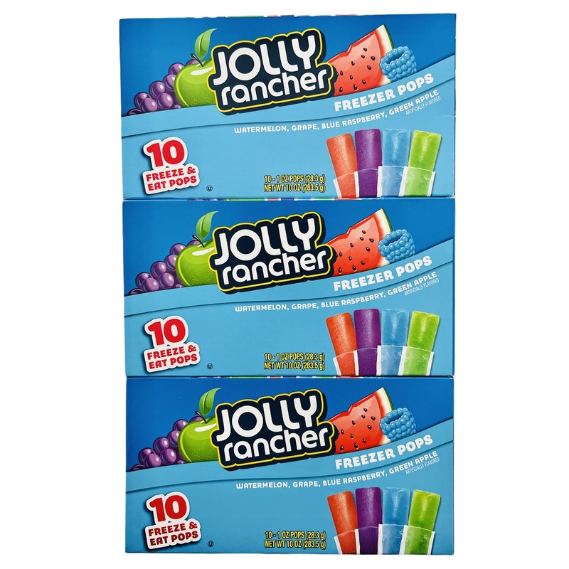 Jolly Rancher Freezer Pops, Watermelon, Green Apple, Grape, Blue Raspberry,