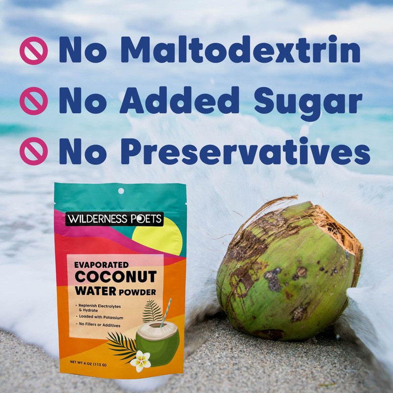 Wilderness Poets, 100% Evaporated Coconut Water Powder - No Maltodextrin,