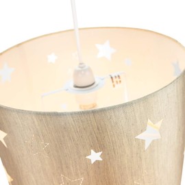 Beautiful Beige Linen Childrens/Kids Pendant/Lamp Shade with Laser Cut Stars Creates Wonderful Effect on The Walls by Happy Homewares