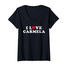 I Love Carmela Matching Girlfriend & Boyfriend Carmela Name V-Neck T-Shirt
