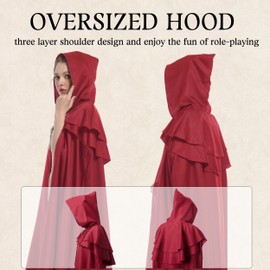 SightYoung Renaissance Cloak for Men,Adult Medieval Cloak,Viking Cape for Women,Renaissance Costume Women,Burgundy,59inch/150cm