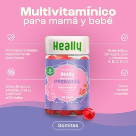 Gomitas Prenatales con Ácido Fólico Mujer Omega 3 Zinc Vitaminas A B C D y E | 72 Gomitas | Multivitaminico Mujer Suplemento Para Embarazo | Vegano | 