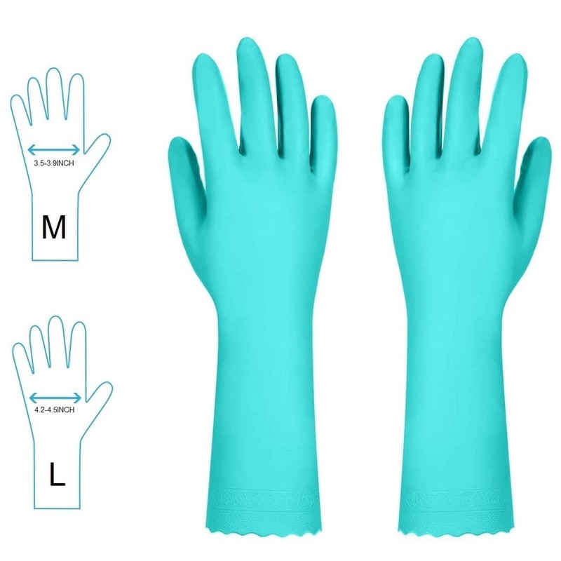 Elgood 2 Paar Wiederverwendbare Haushaltshandschuhe, latexfreie, mit Baumwolle gefütterte Putzhandschuhe,