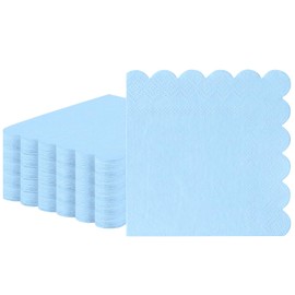 60 Pcs Light blue Napkins Disposable, blue Paper Napkins Cocktail Napkins Scalloped Napkins