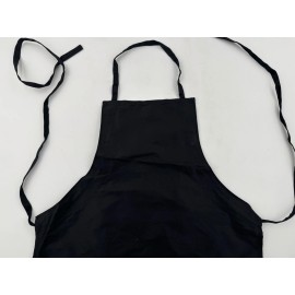 Big Accessories Solid Cooking Kitchen Restaurant Bib Apron Unisex Black with 2 Pocket 6 Set