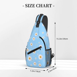 Docsckus Unisex Crossbody Sling Backpack Travel Hiking Daypack Crossbody Bag for Women Men Daisy Blue