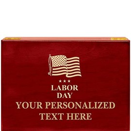 Crown Awards Labor Day Rosewood Humidor Gift, Customize with Your Own Text Engraving Prime