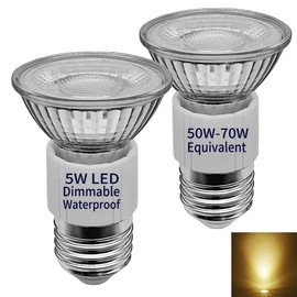 Zorvoxly 5W JDR LED Range Hood Light Bulb,Dimmable,3000K Warm White Light(50WHalogen Bulb Equivalent),Soft White, 120V, E26 Base,Indoor Outdoor LED Spotlight,Waterproof IP65 (2 Pack), JDR-5W-3000K-2