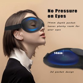 Sleep Mask 3D Contoured Cup Sleeping Eye Mask Adjustable Strap Blindfold Soft Comfort Molded Eye Shade Cover for Women Men (Black)