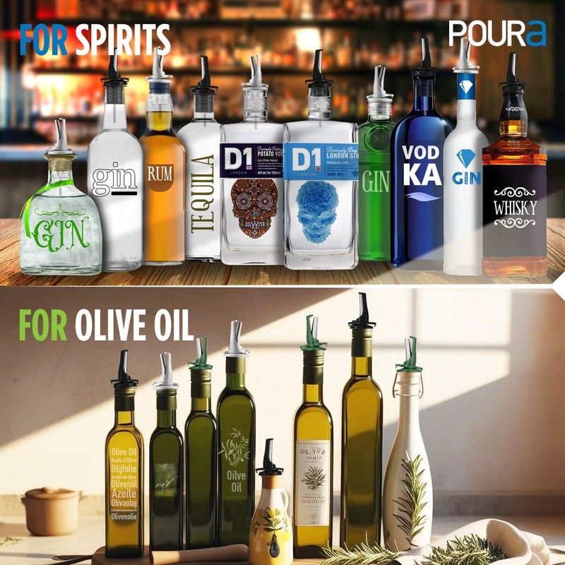 3-in-1 Liquor Pour Spout | Olive Oil Spout with Built-in