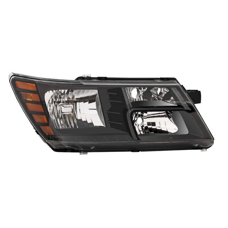 REINKO Headlight Assembly Compatible with 2009-2020 Dodge Journey Black Headlamps