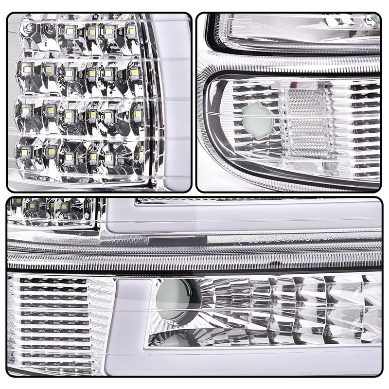 PIT66 LED DRL Headlight Assembly Compatible with 1999-2002 Chevy Silverado