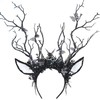 MOSTORY Black Flower Antlers Headband - Gothic Branch Reindeer Ear