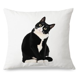 JINYO Black and White Tuxedo Cat Pillow Covers 18x18, Tuxedo Cat Gifts, Cat Gifts for Cat Lovers, Cat Mom Gifts, Cat Home Decor, Cat Room Decor, Cat Decorations for The Home