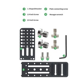 DINESK L-Shaped Bracket Quick Release Plate 3/8 1/4In Screw Mount for 4K DSLR ILDC Camera Video for Canon Nikon ARRI Mini Tripod