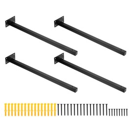 uxcell Floating Shelf Bracket,2 Pack 18 Inch Iron Hidden Wall Mounted Shelf Supports with Screws and Expansion Tube for Wood Shelves, Hanging in Office, Living Room (Black)