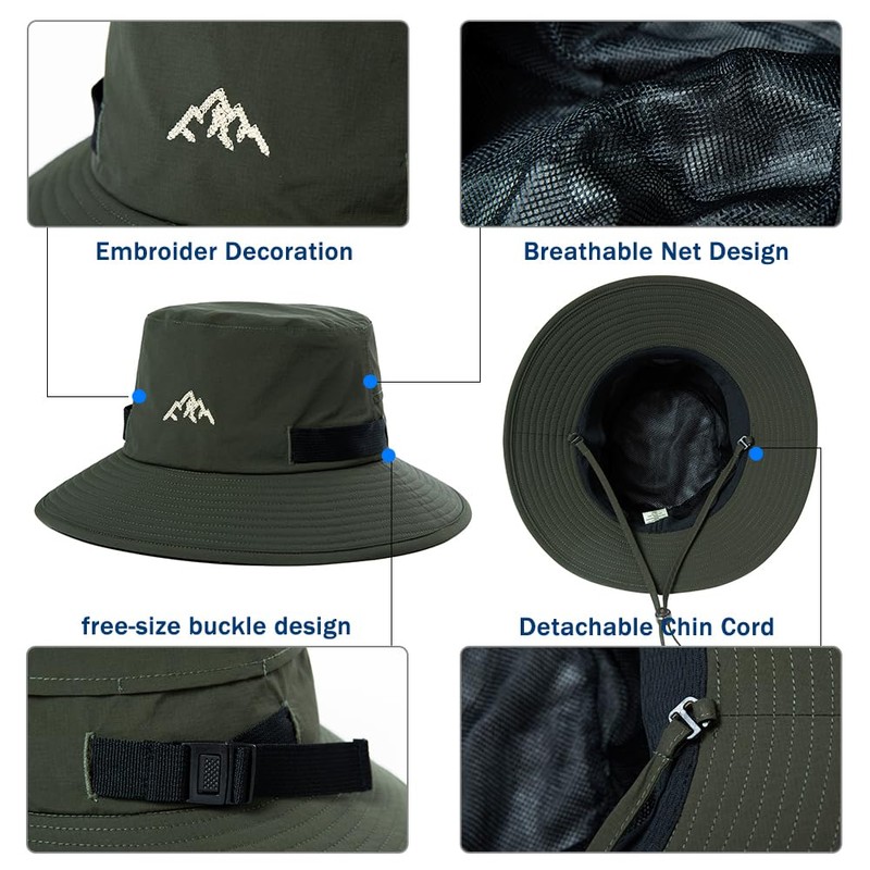 Comhats Waterproof Bucket Hat, Outdoor Hat for Hiking, Golf, Safari,