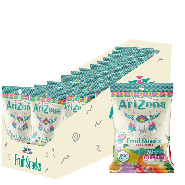 Arizona Fruit Snacks, Gluten Free Mixed Fruit Gummy Chews, 2.25 Ounce Individual Single Serve Bags (Pack of 24)