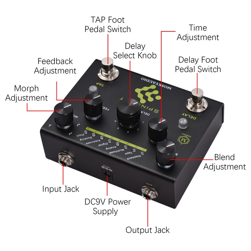 MOSKYAudio Guitar Effect Pedal Digital Delay with TAP Dual Footswitch