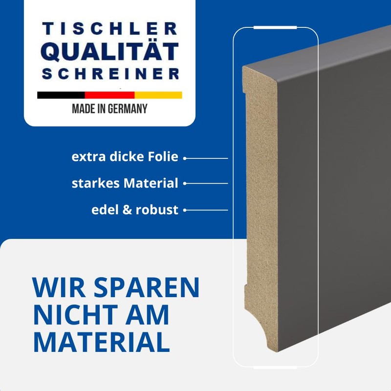 REESE Skirting Boards Dark Grey MDF Film Leipzig Profile 120
