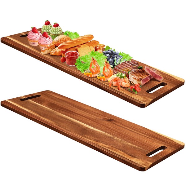 Bokon 2 Pcs Acacia Wooden Charcuterie Boards Acacia Serving Board