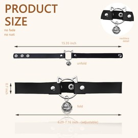 Cat Choker Collar with Bell Punk Gothic Cat Necklaces for Cosplay Party Prom Adjustable Black PU Leather Chokers for Women Cat Lovers Gifts Idea for Her