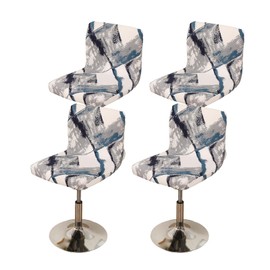 FUANGUI Bar Stool Covers Set of 4, Stretch Bar Stool Chair Cover Slipcovers, Floral Print Counter Stool Bar Chair Covers for Kitchen Pub Dining Room (Geometric Grey)