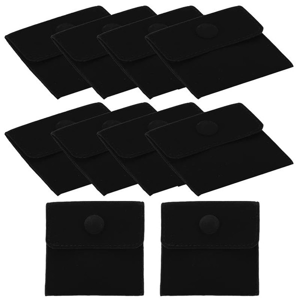 10Pcs Jewelry Pouches with Snap Button,7x7cmVelvet Jewelry Pouch with Snap