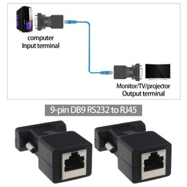 EMSea 2pcs 9 Pin RS232 DB9 to RJ45 Serial Adapter Ethernet Converter for Standard 9 Pin D-Sub RS 232 Devices Computer Laptop Printer DB9-F to RJ45-F and DB9-M to RJ45-F
