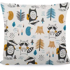 Children's Cushion Cover Decorative Patterned 80 x 80 cm, 1 Pack Baby Toddler Cushion Covers for Prams, Organic Cotton Pillowcase with Zip
