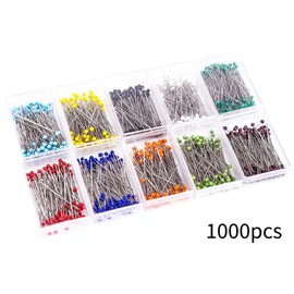 Apol Multicolor 1000 Pieces Sewing Pins 38mm Glass Ball Head Pins Sewing Accessories with Transparent Cases for DIY Craft Dressmaking Jewelry Components Flower Decoration
