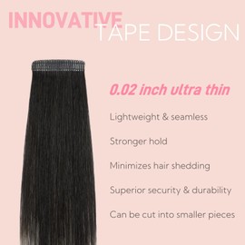 FUOTONBUTY Tape in Hair Extensions Real Human Hair Double Stitched Invisible Seamless 20pcs 50g (Ombre Natural Black to Ice Grey, 24 inch)