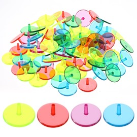 Styquenzer Golf Ball Marker, Bulk 50 Pcs Multicolor Plastic Round Golf Ball Position Markers Transparent Flat Round Golfs Mark Accessories for Golfs and Baseball On-Course (24 mm)