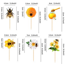 Ercadio - Paquete de 24 adornos para cupcakes de abejorro de abeja, diseño de abeja, diseño de abeja, para decoración de pasteles, para cumpleaños, baby shower, fiestas, niños, suministros de decoración de pasteles