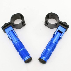 Universal Motorcycle Folding Rearsets Folded Motorbike Footrest Bicycle Footpegs Foot Pegs Pedal (Blue)