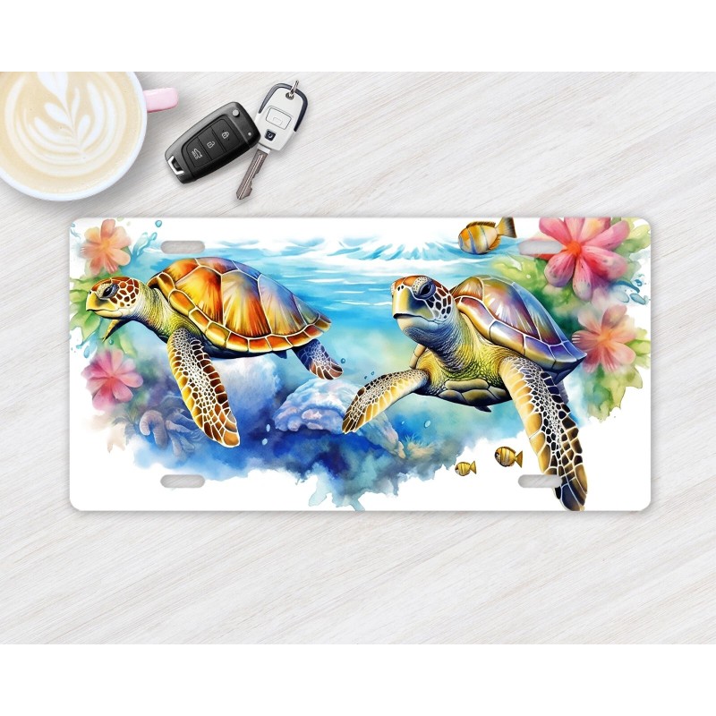 Twisted R Design Tropical Sea Turtles Front License Plate Car
